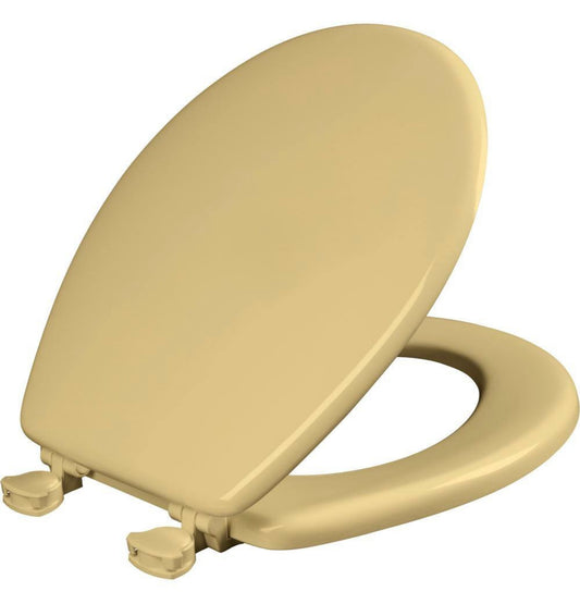 Bemis round enameled wood toilet seat in desert gold