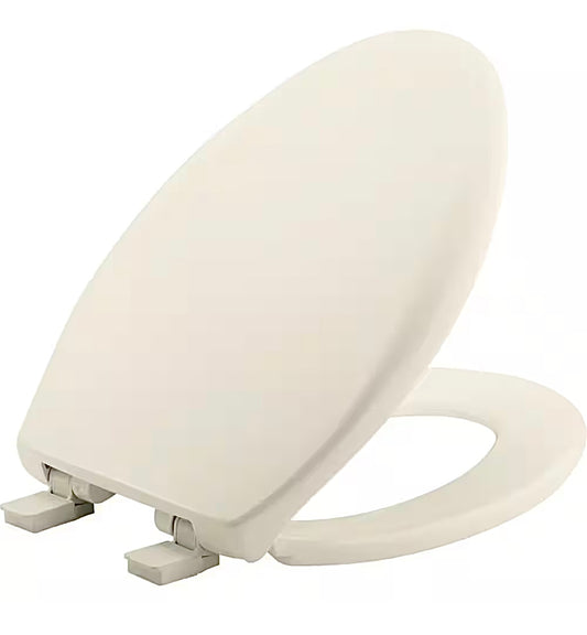 Bemis elongated plastic toilet seat in biscuit