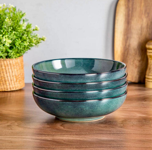 38 fl. oz. Green Stoneware Pasta Bowl