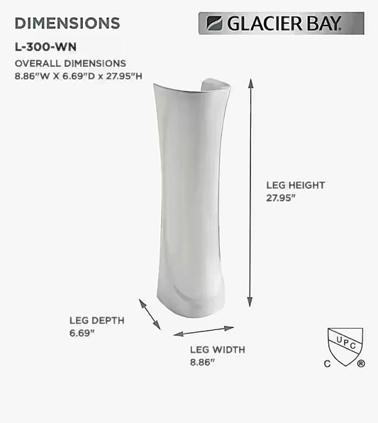 Shelburne pedestal sink base in white