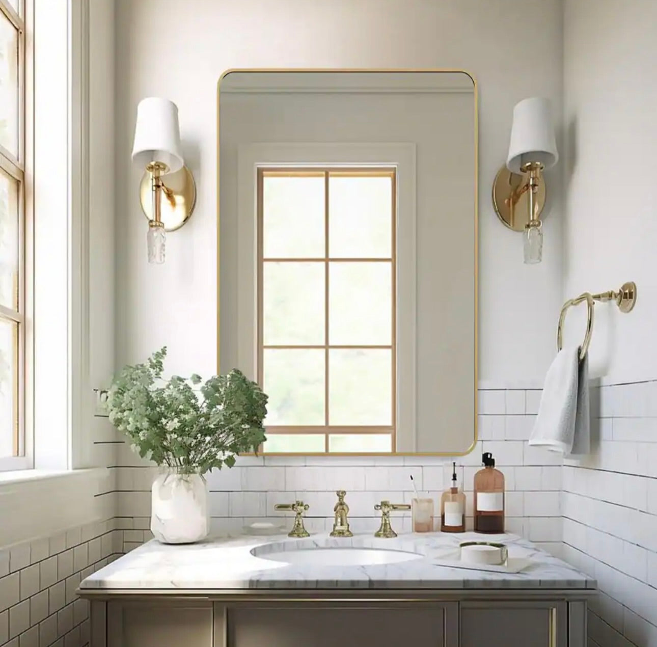 24x36 rectangular gold mirror