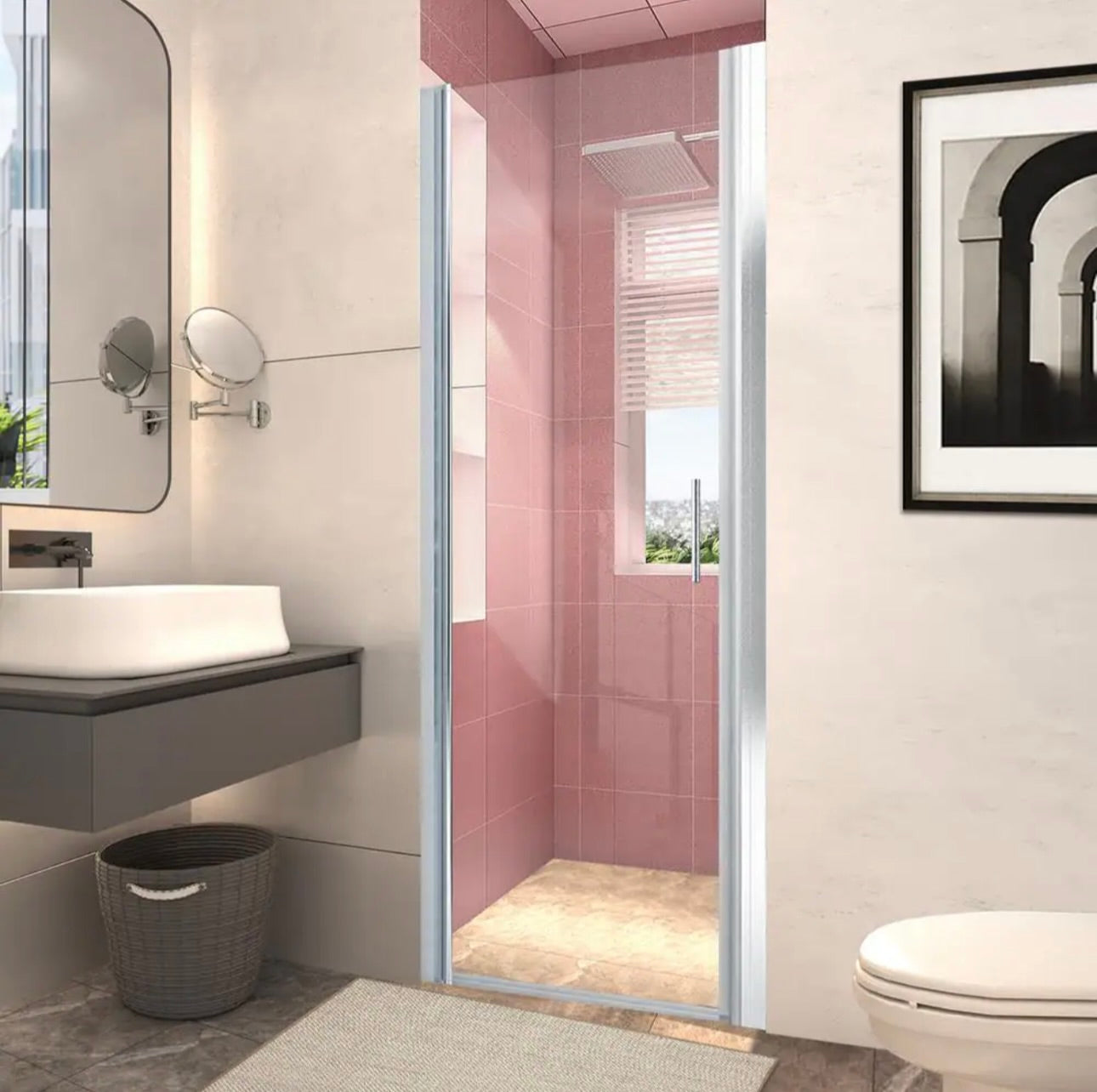 30x72 one panel pivot shower door chrome