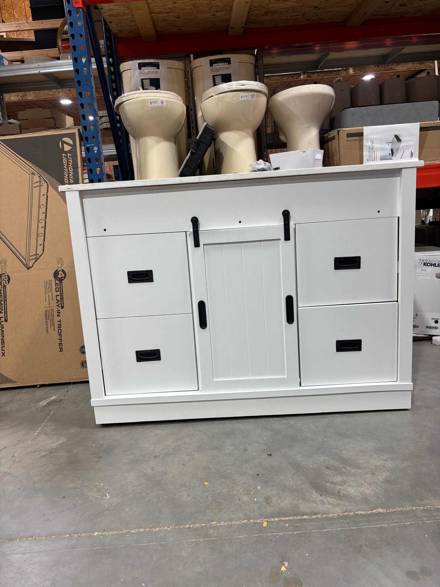 Brindley 48 in white Vanity with quartz top