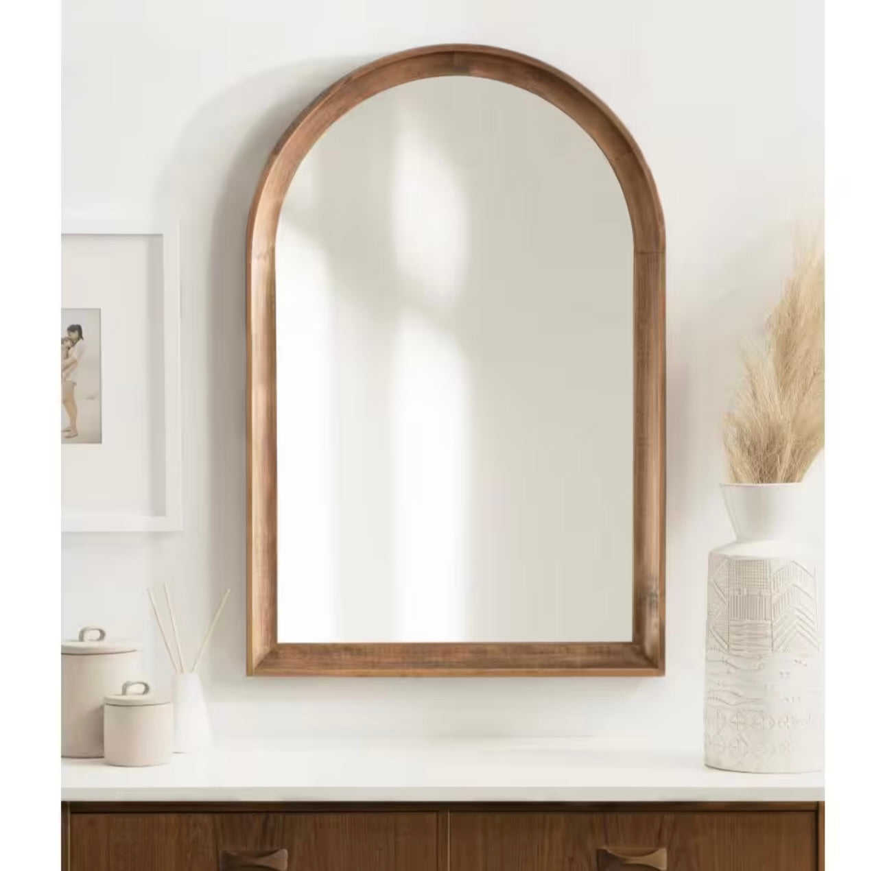 20x30 rustic brown arched mirror