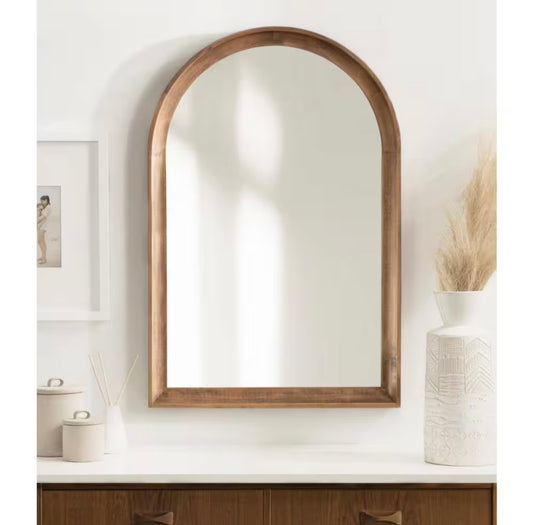 20x30 rustic brown arched mirror
