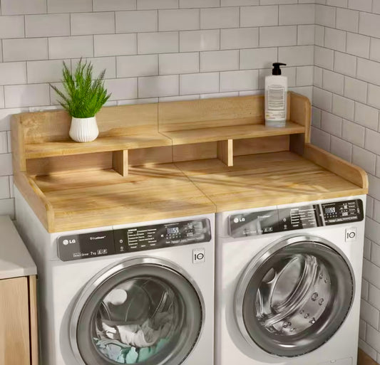 Natural wood washer & dryer countertop