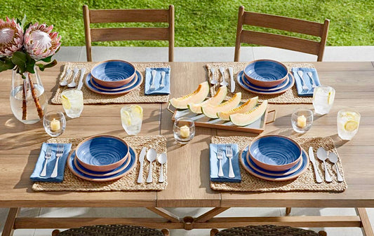 Salad plates in laguna blue