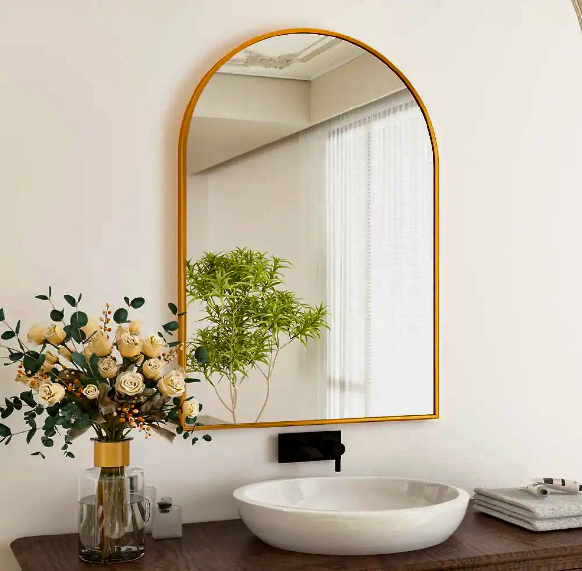 24"x36"Arched gold mirror
