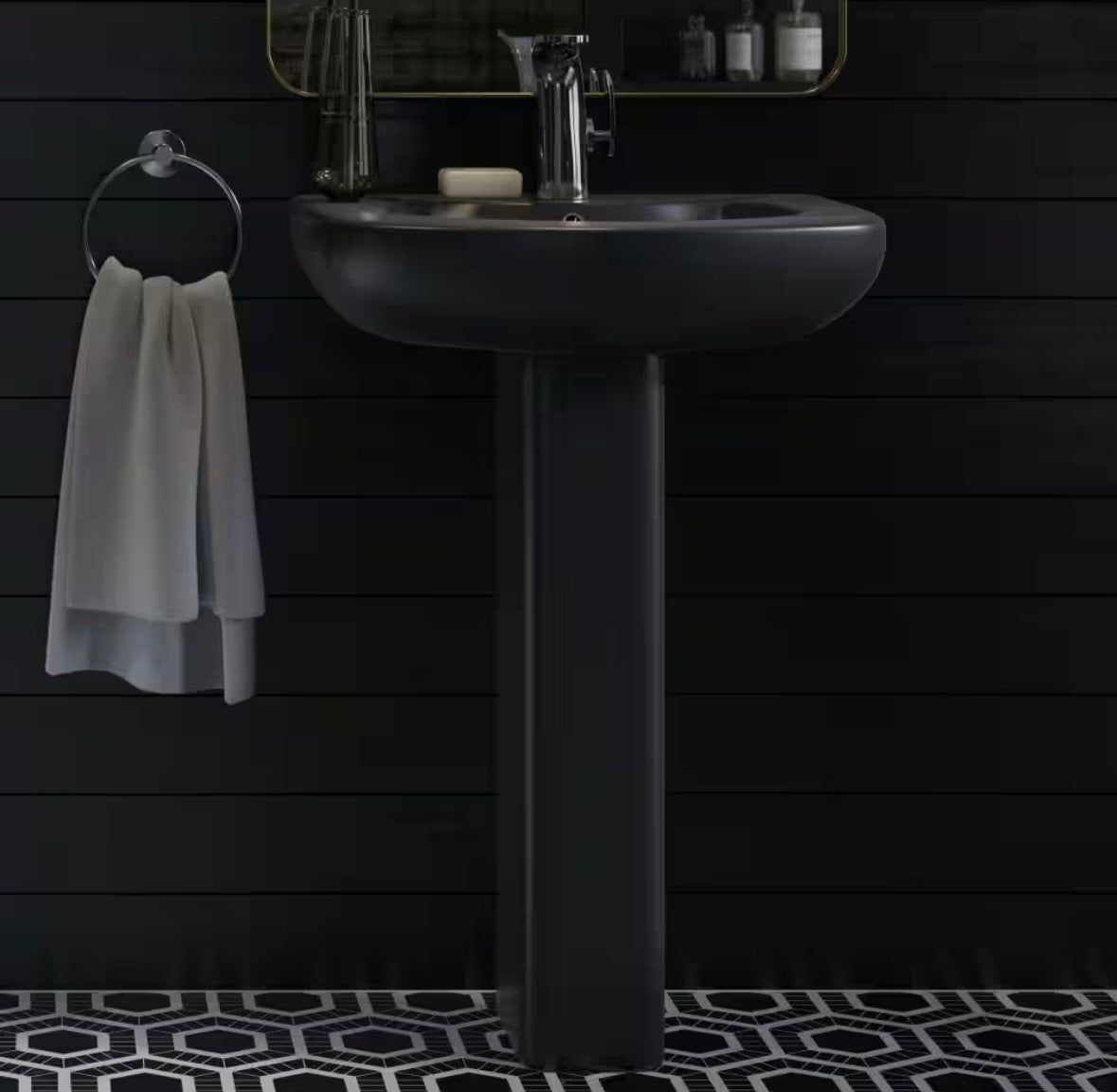 Chateau matte black pedestal sink