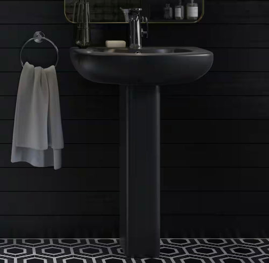 Chateau matte black pedestal sink