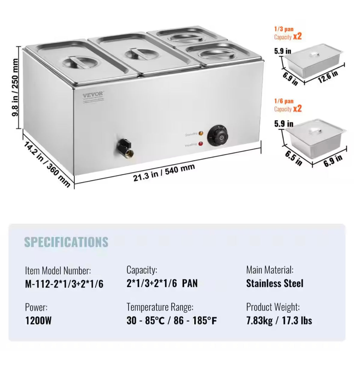 4-pan Commercial food warmer