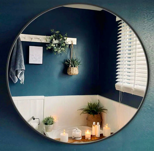 24" Round black mirror