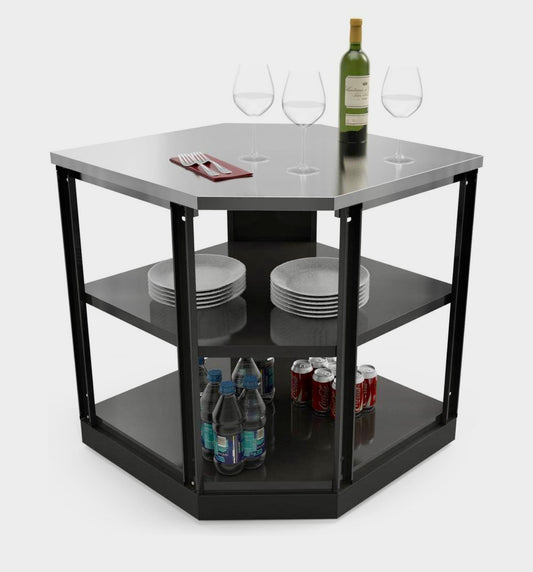 Outdoor kitchen corner shelf cabinet