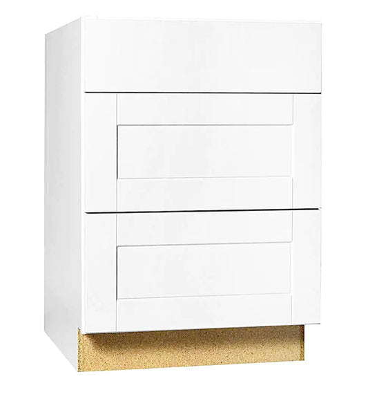 24" Shaker Drawer base in satin white