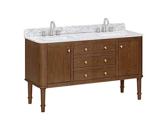 Collette 60" double sink cinnamon oak vanity