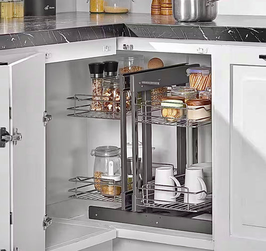 Blind corner 4 shelf cabinet organizer