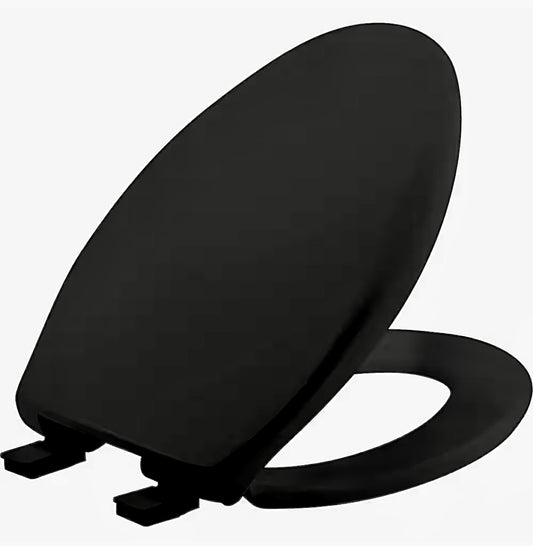 Bemis round plastic toilet seat in black