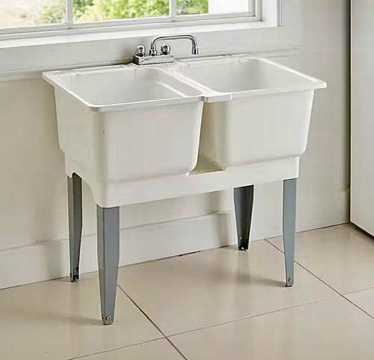 Plastic double bowl laundry tub