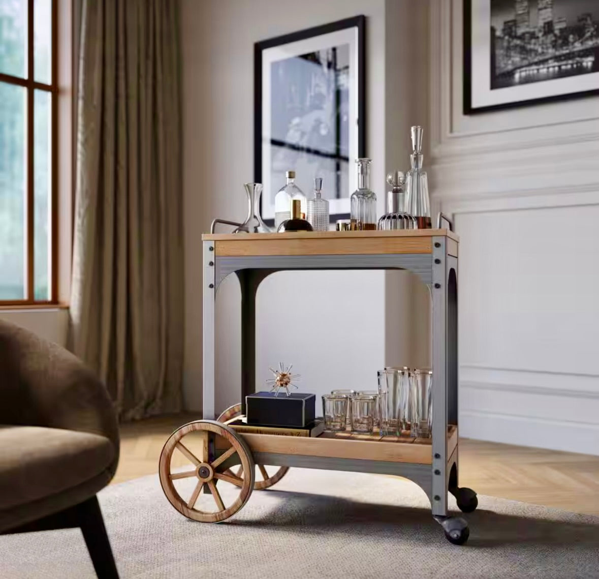 Bar serving cart