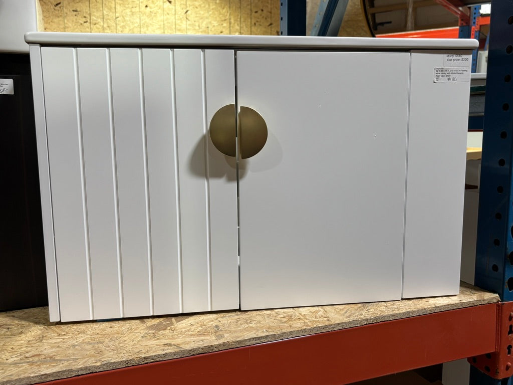 30"x18" floating bathroom vanity in white