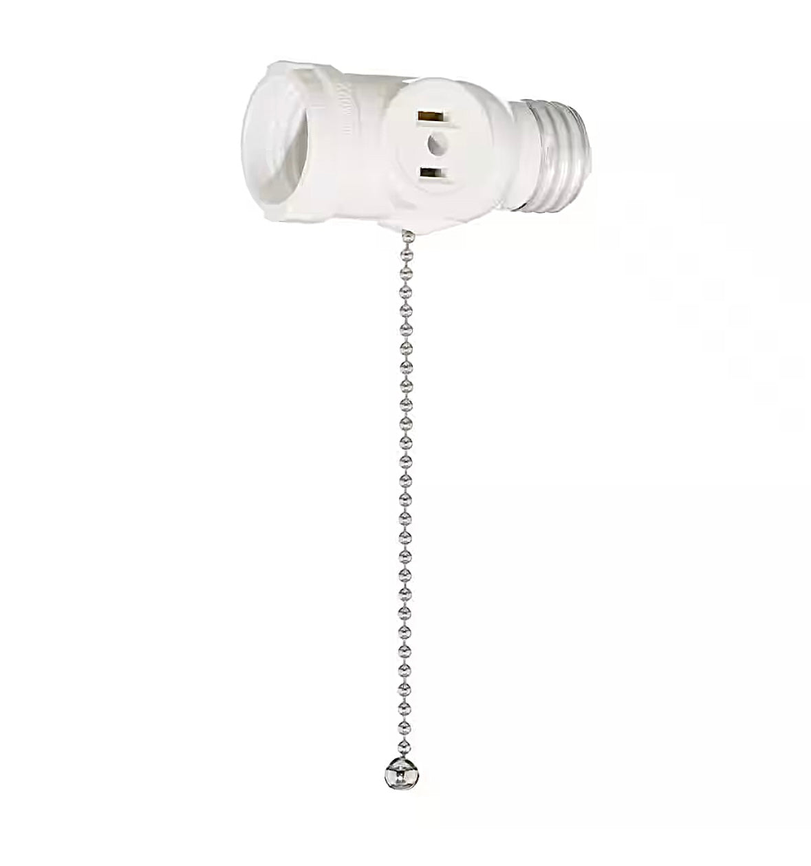 2 outlet white socket with pull chain