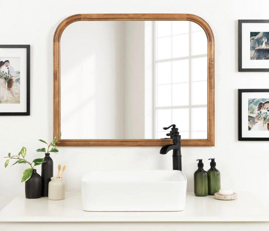 Glenby 35"x28" rustic arch brown mirror