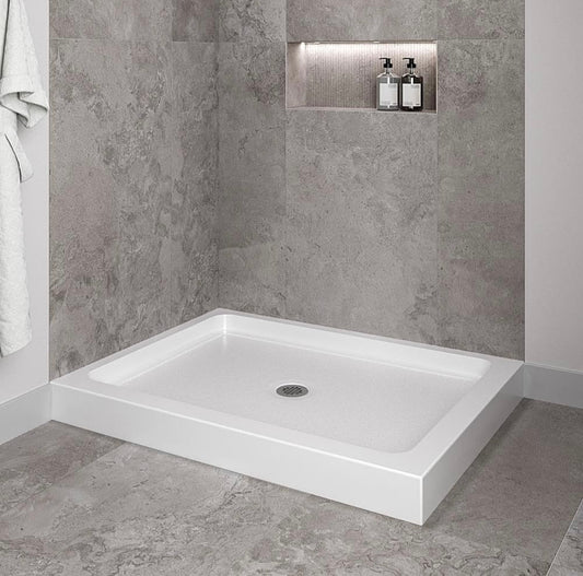 48x36 shower base center drain white