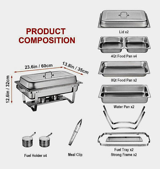 8qt stainless steel chafing dishes