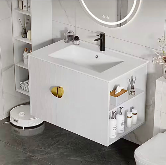 30"x18" floating bathroom vanity in white