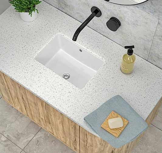 18" white undermount bathroom sink