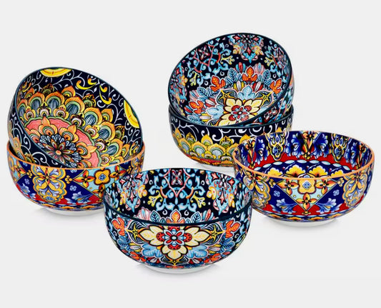 28fl oz multi color soup bowls (set of 6)