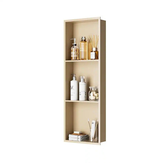 12"x36"x4" 3-layer shower niche in matte gold