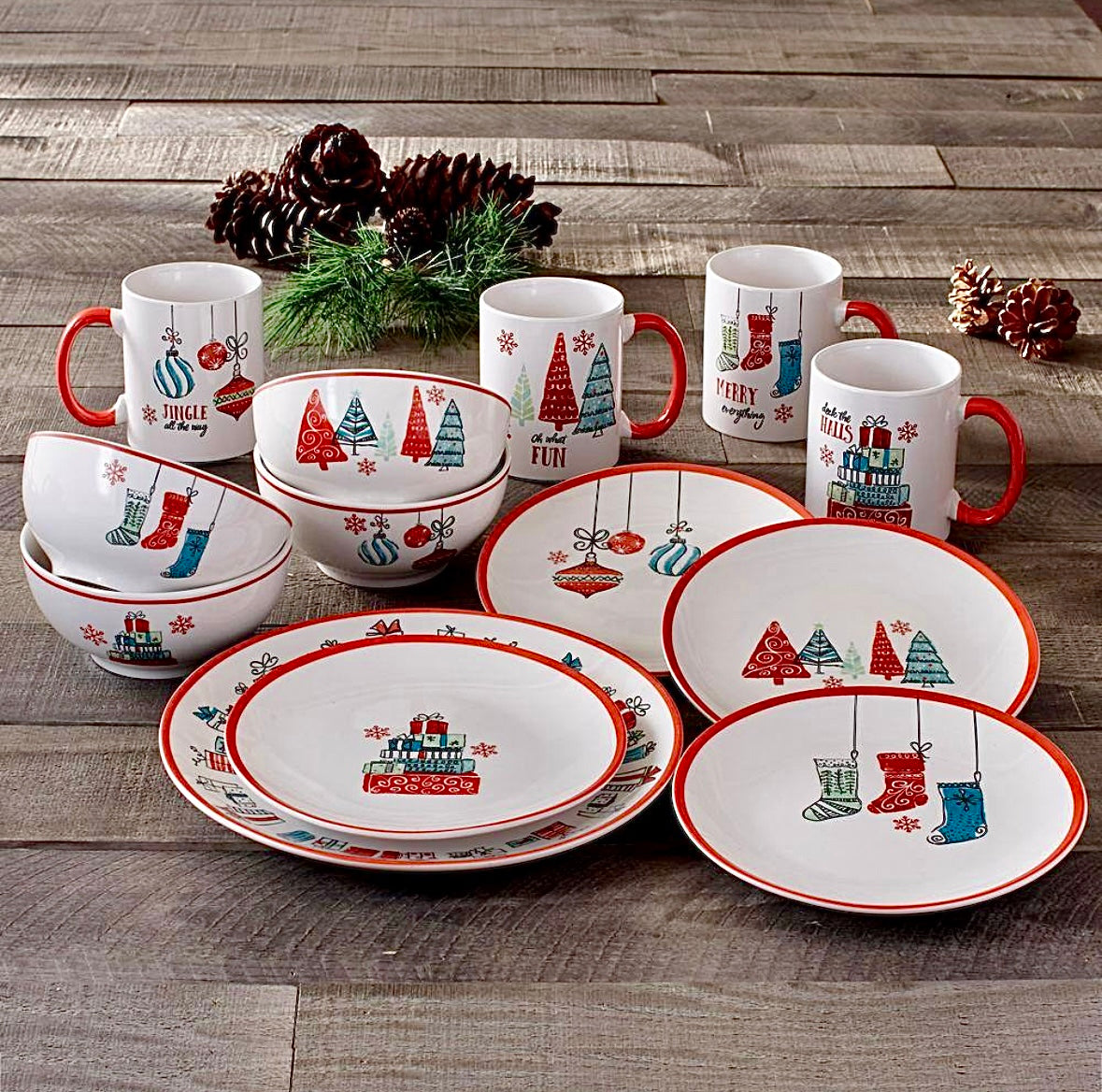 16 piece holiday dinnerware set