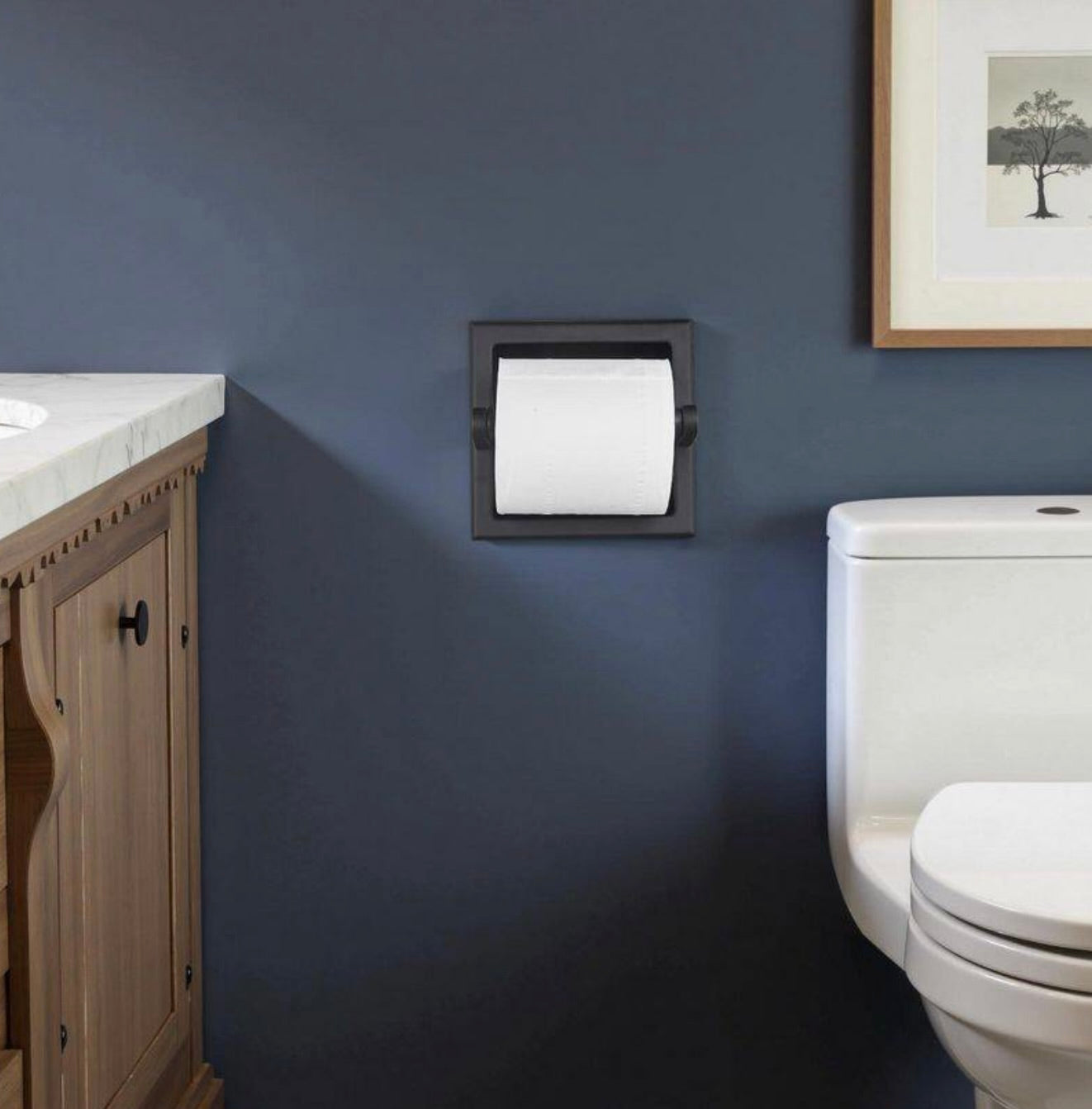 Recessed toilet paper holder black