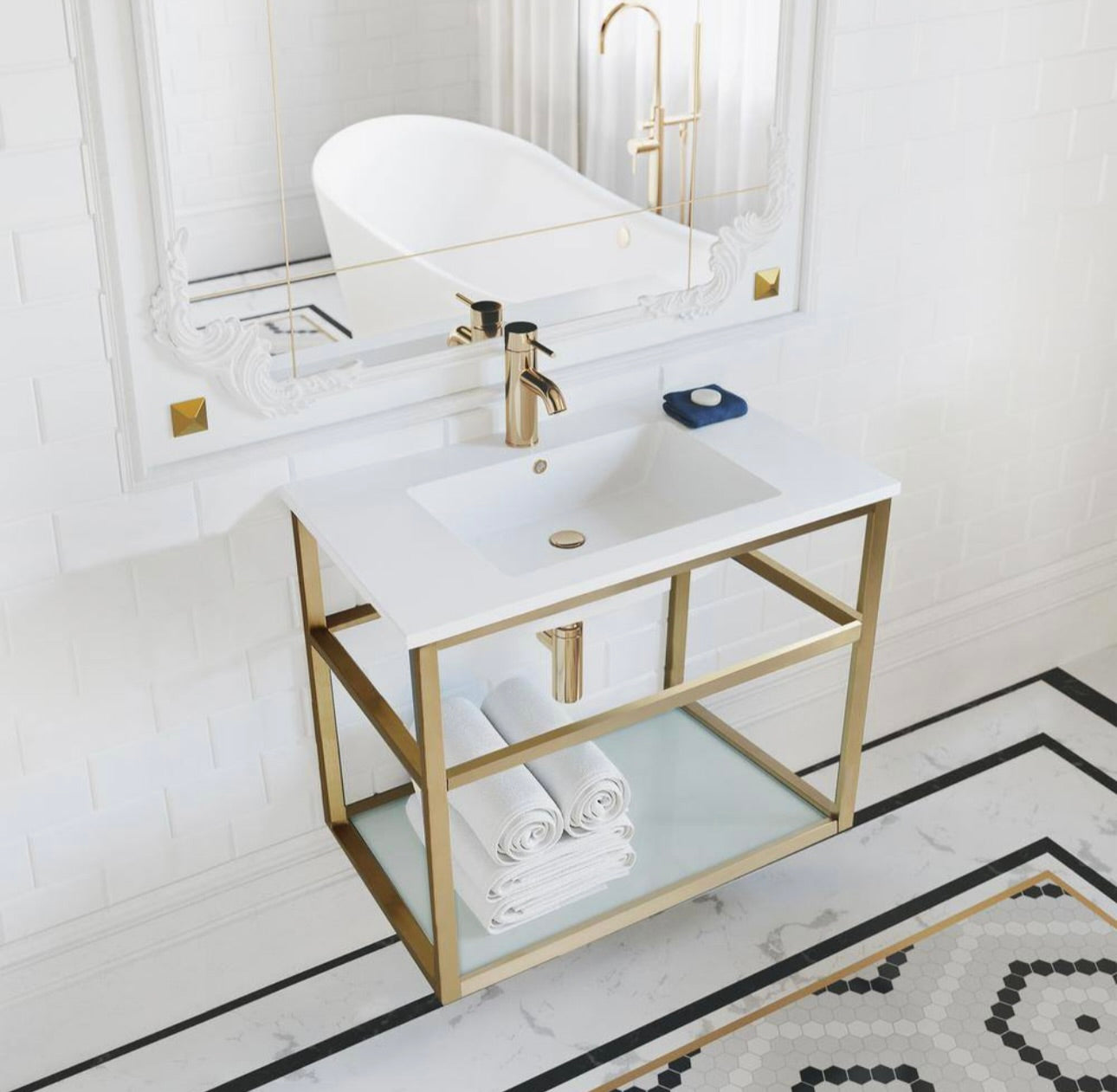 Pierre 30" floating gold vanity