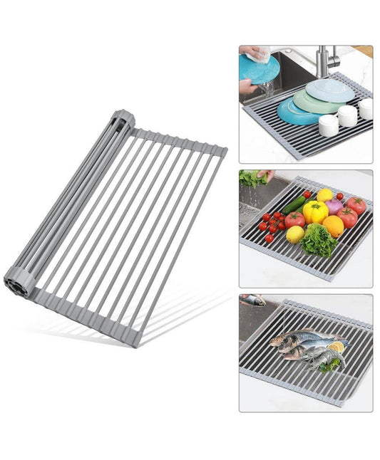 Roll up kitchen sink drying rack