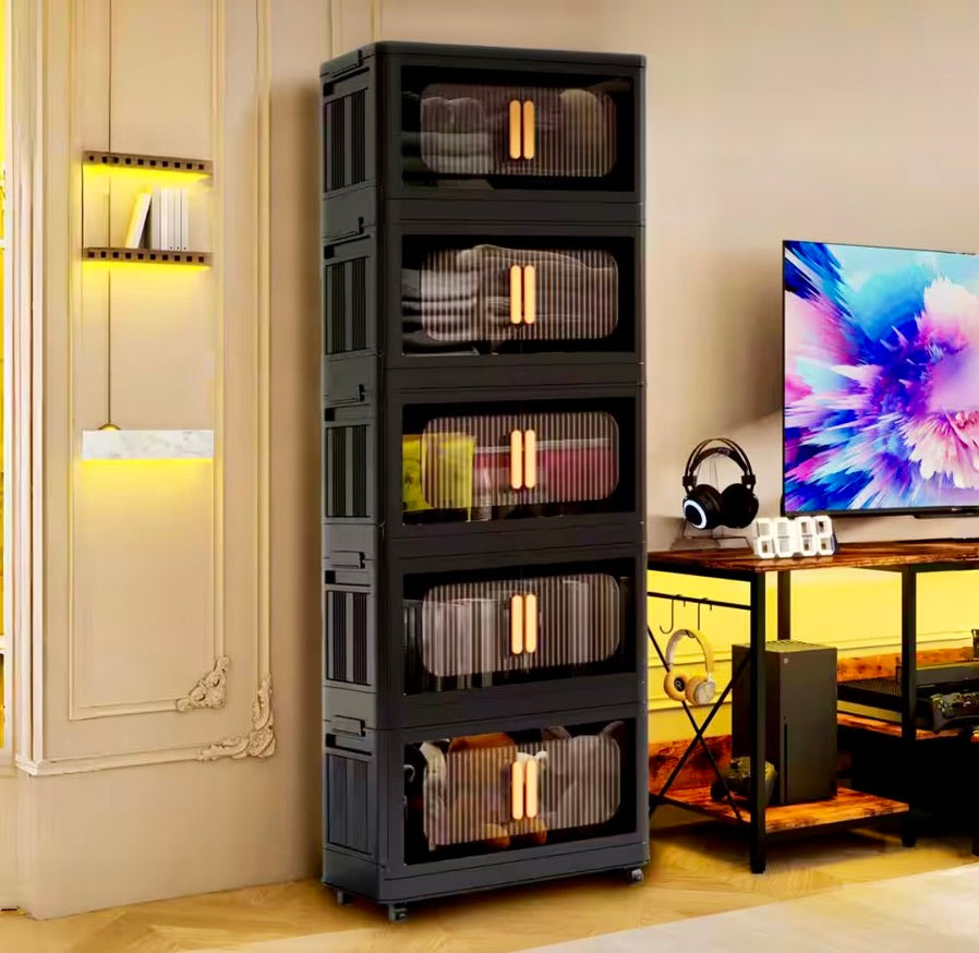 5-tier Plastic collapsible storage cabinet