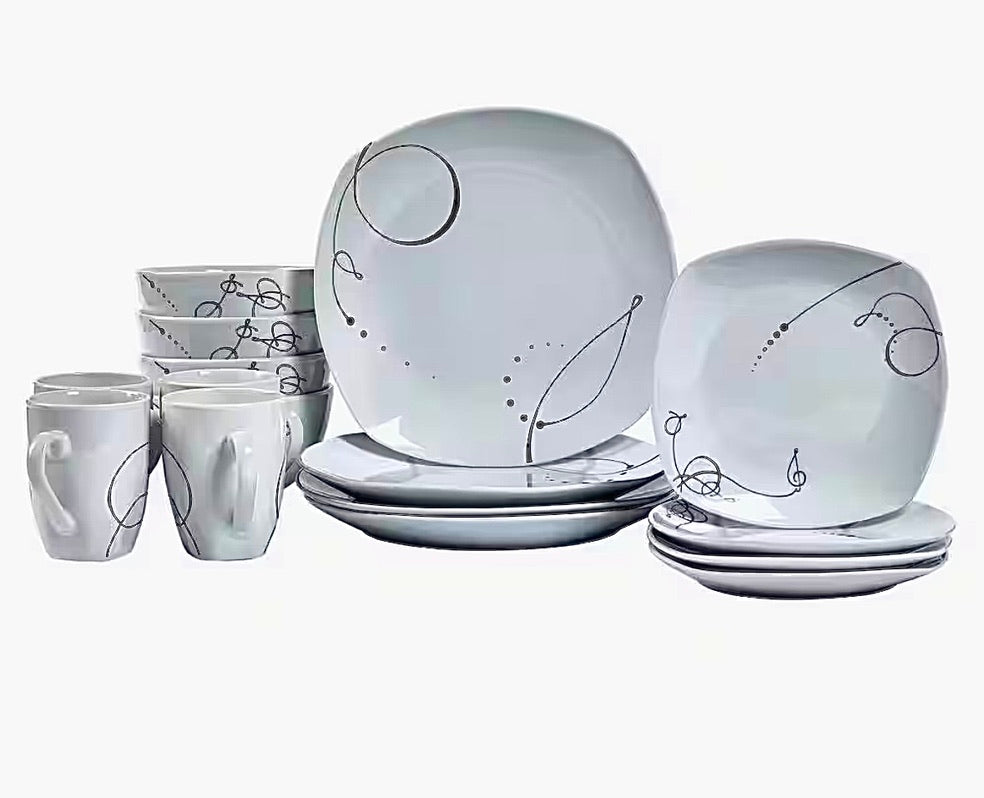 16 piece white with pattern dinnerware set