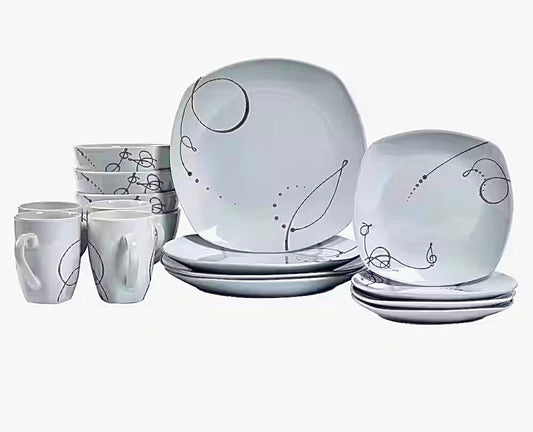 16 piece white with pattern dinnerware set