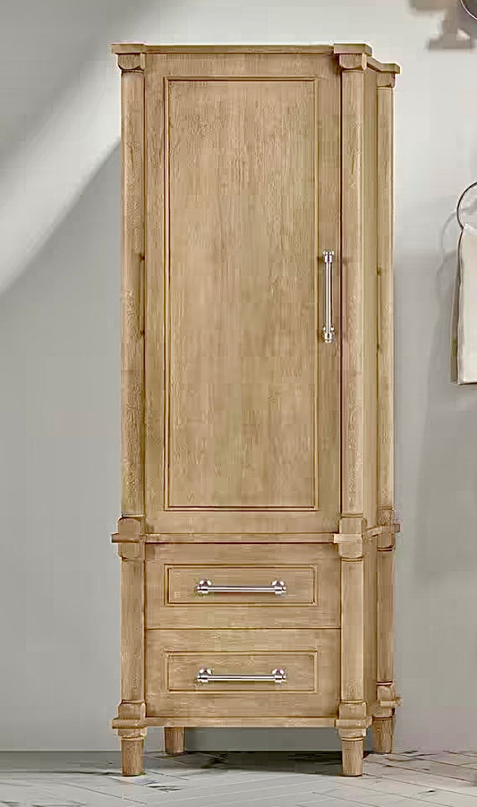 21"W x 60"H antique oak linen cabinet