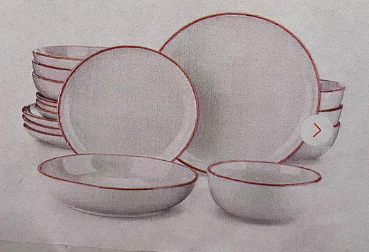 16 piece stoneware gray dinnerware set