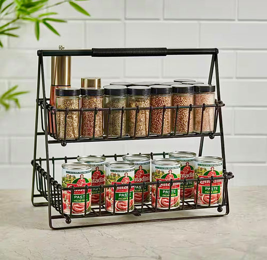 Black metal 2 tier basket
