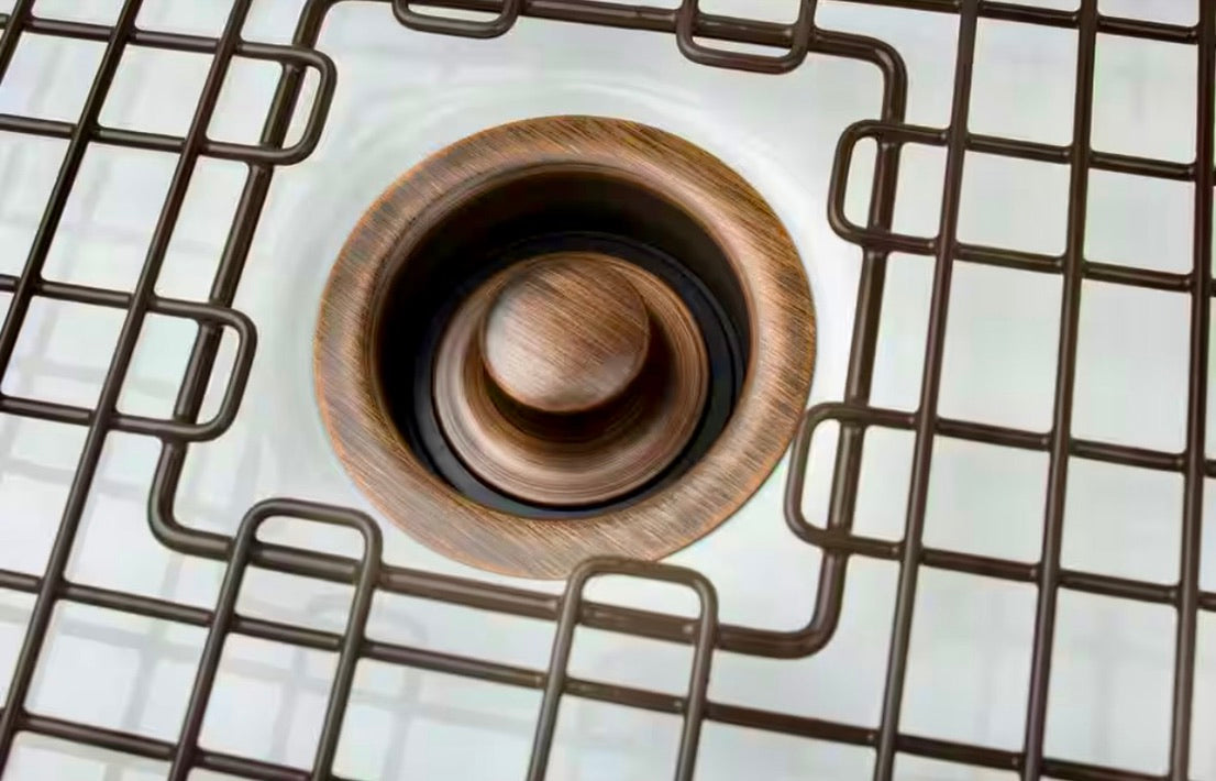 SinkSense 3.5 in. Disposal Flange Drain with Stopper in Antique Copper