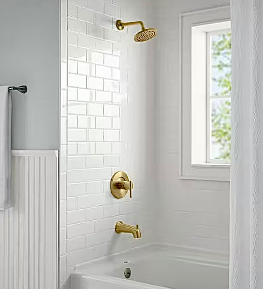 1 spray gold shower and tub faucet