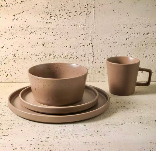Celina 32-piece dinnerware set in matte brown