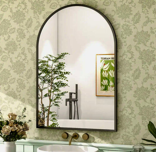 26" x 38" arched black mirror
