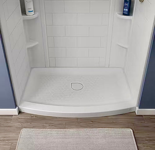 Ovation curve 48x30 shower base center drain