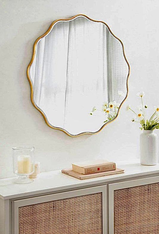 32" scalloped gold mirror