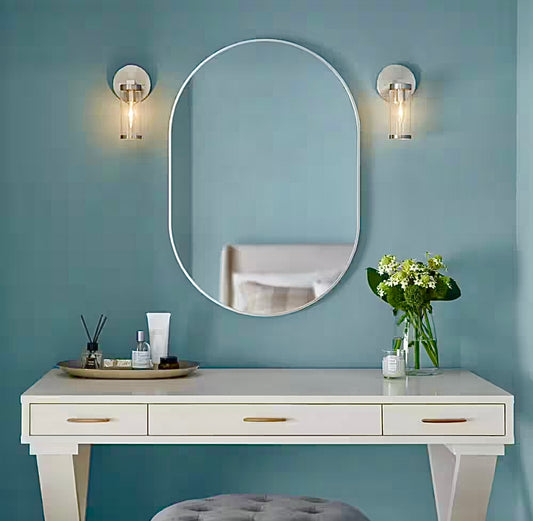 22"x32" silver oval mirror