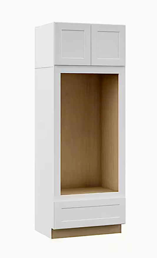 Hampton shaker double oven kitchen cabinet satin white